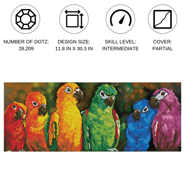 Dotz Diamond Dotz Rainbow Parrots - 30.3" X 11.8"