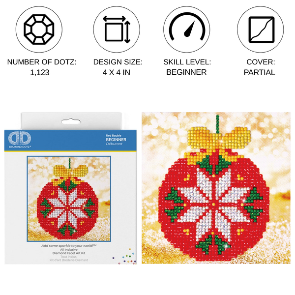 Dotz Diamond Dotz Red Bauble - 5.3" X 5.3"