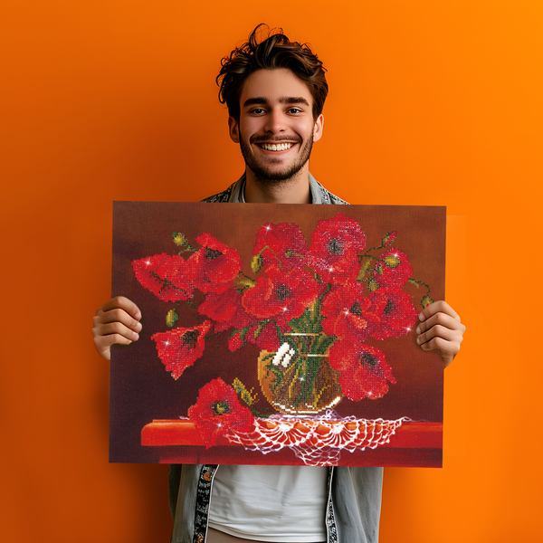 Dotz Diamond Dotz Red Poppies - 20.0" X 16.0"