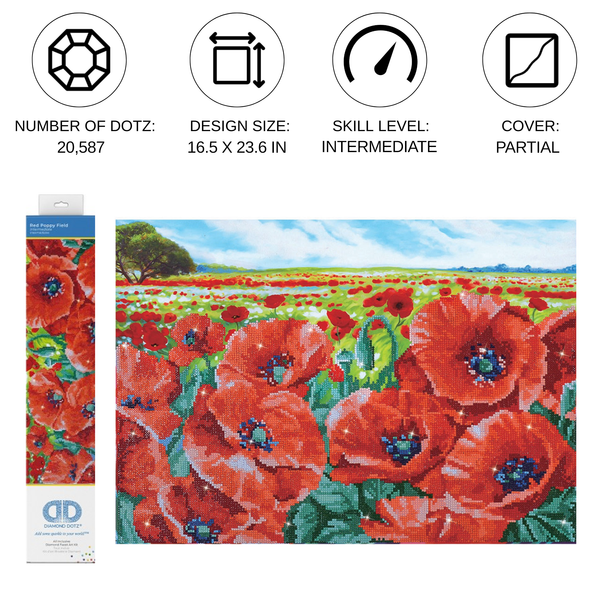 Dotz Diamond Dotz Red Poppy Field - 23.6" X 16.5"