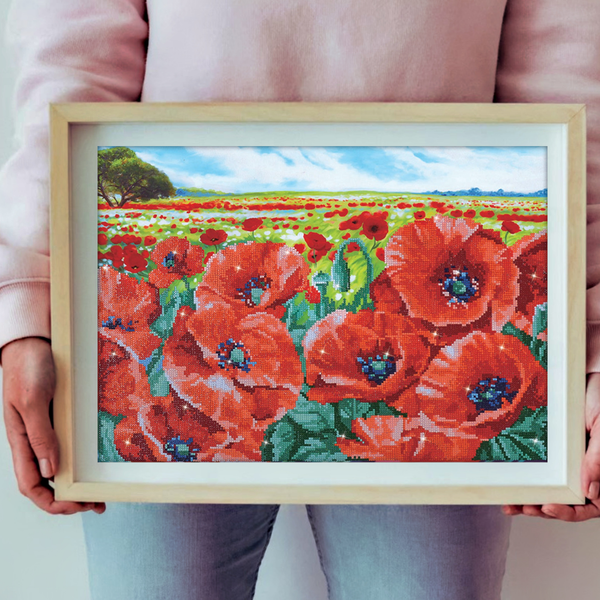 Dotz Diamond Dotz Red Poppy Field - 23.6" X 16.5"
