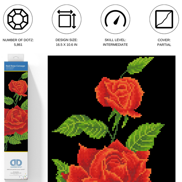 Dotz Diamond Dotz Red Rose Corsage - 10.6" X 16.5"