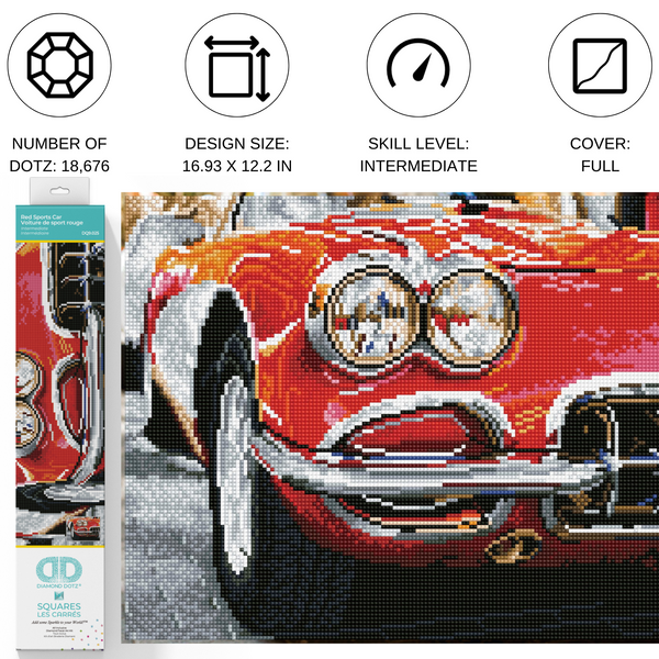 Dotz Diamond Dotz Red Sports Car - 16.9" X 12.2"