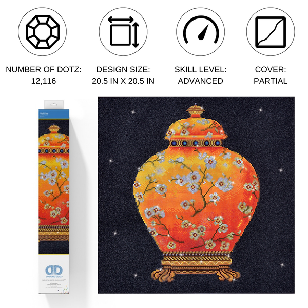 Dotz Diamond Dotz Red Vase - 20.5" X 20.5"