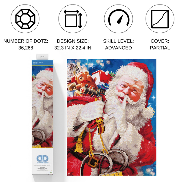 Dotz Diamond Dotz Santa's Secret - 22.4" X 32.3"