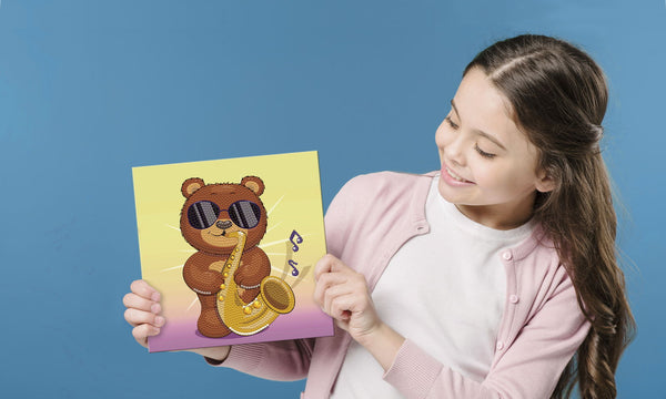 Dotz Diamond Dotz Sax Bear - 8.7" X 8.7"