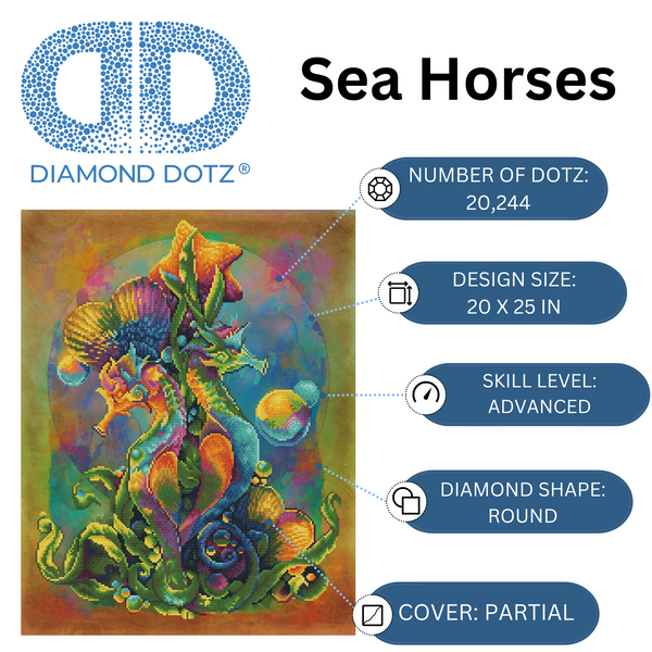 Dotz Diamond Dotz Sea Horses - 20.5" X 26.0"