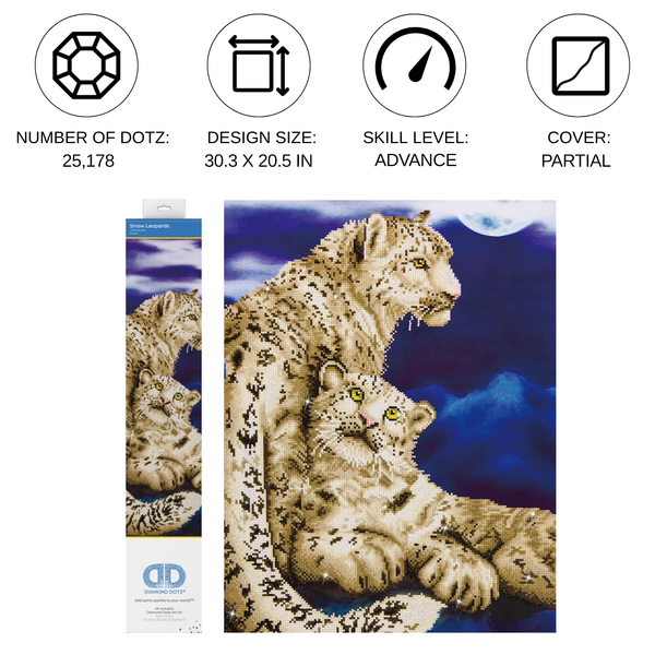 Dotz Diamond Dotz Snow Leopards - 20.5" X 30.3"