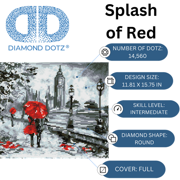 Dotz Diamond Dotz Splash Of Red - 15.8" X 11.8"