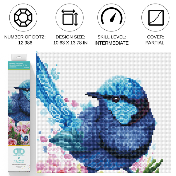 Dotz Diamond Dotz Splendid Fairy Wren - 10.6" X 13.8"