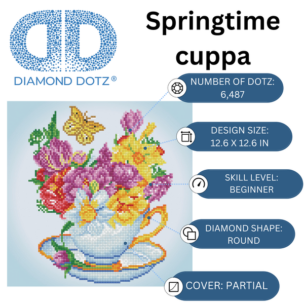 Dotz Diamond Dotz Springtime Cuppa - 12.6" X 12.6"