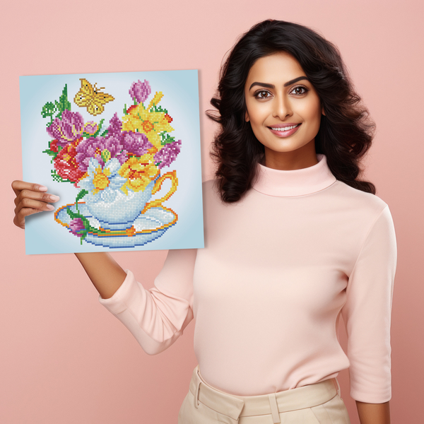 Dotz Diamond Dotz Springtime Cuppa - 12.6" X 12.6"