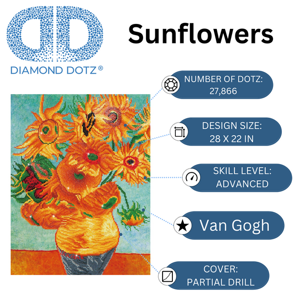 Dotz Diamond Dotz Sunflowers (Van Gogh) - 22.0" X 28.0"