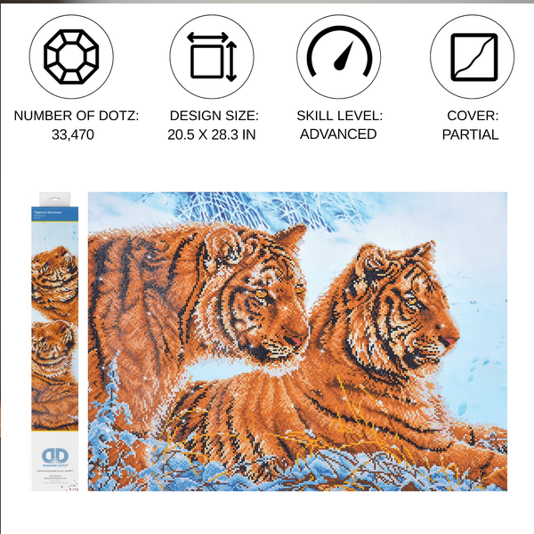 Dotz Diamond Dotz Tigers In The Snow - 28.4" X 20.5"