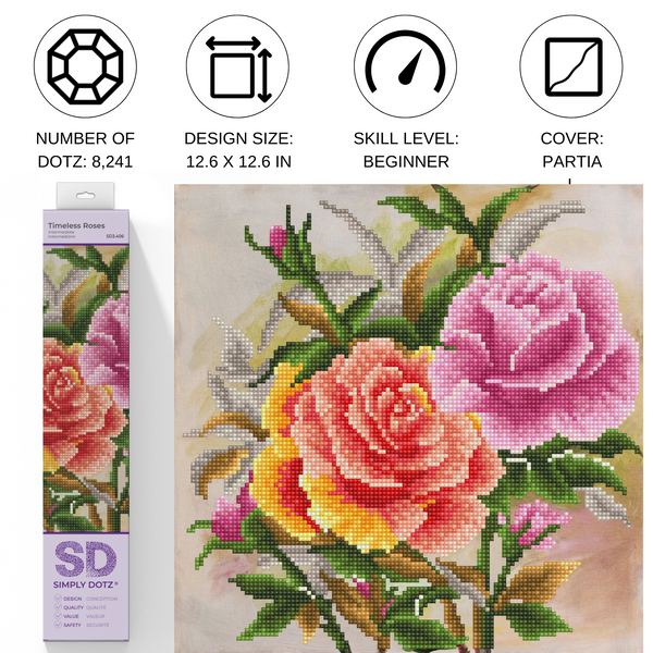 Dotz Diamond Dotz Timeless Roses - 12.6" X 12.6"
