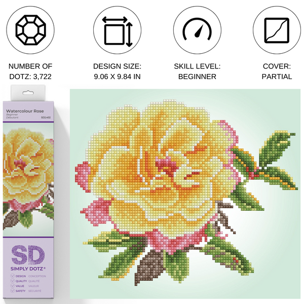 Dotz Diamond Dotz Watercolour Rose - 9.8" X 9.1"