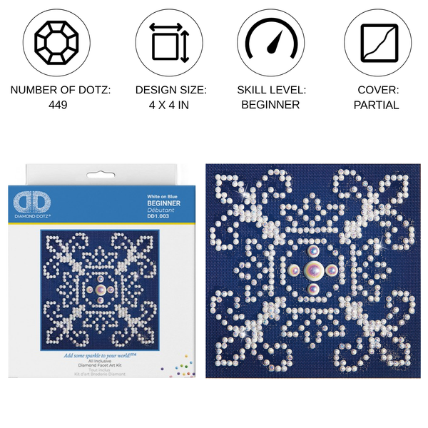 Dotz Diamond Dotz White On Blue - 4.0" X 4.0"