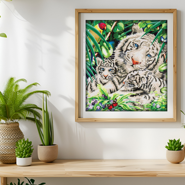 Dotz Diamond Dotz White Tiger Cubs - 20.5" X 20.5"