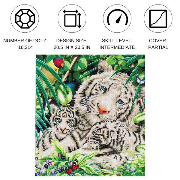 Dotz Diamond Dotz White Tiger Cubs - 20.5" X 20.5"