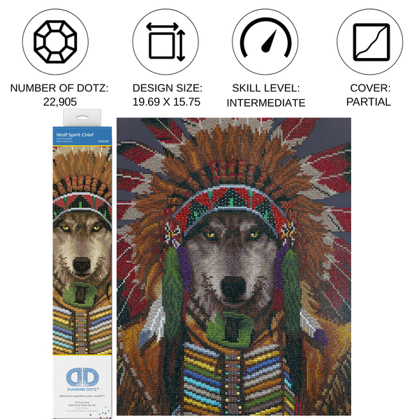 Dotz Diamond Dotz Wolf Spirit Chief - 15.8" X 19.7"