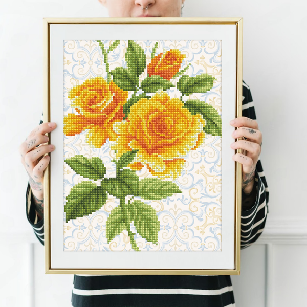 Dotz Diamond Dotz Yellow Rose Bouquet - 11.0" X 14.2"