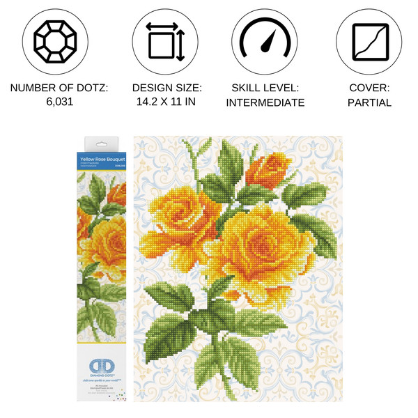 Dotz Diamond Dotz Yellow Rose Bouquet - 11.0" X 14.2"