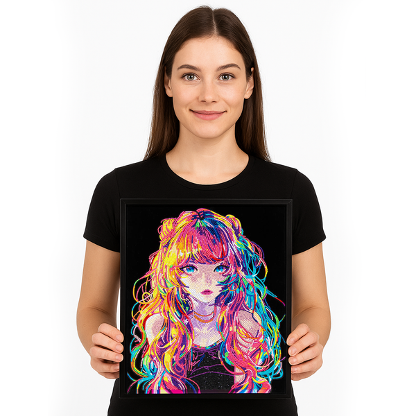 Dotz Neon Anime Girl 13.98 X 17.99 In
