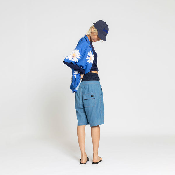 Double Rainbouu DARK CHAMBRAY LONG SURF SCHOOL SHORT