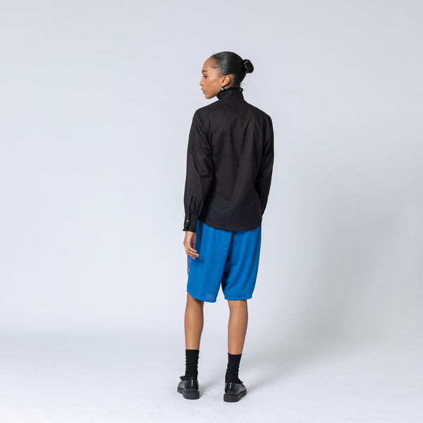 Double Rainbouu BLACK PINTUCK RUFFLE SHIRT