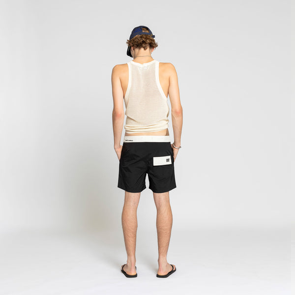 Double Rainbouu BLACK WHITE SURF SCHOOL SHORT