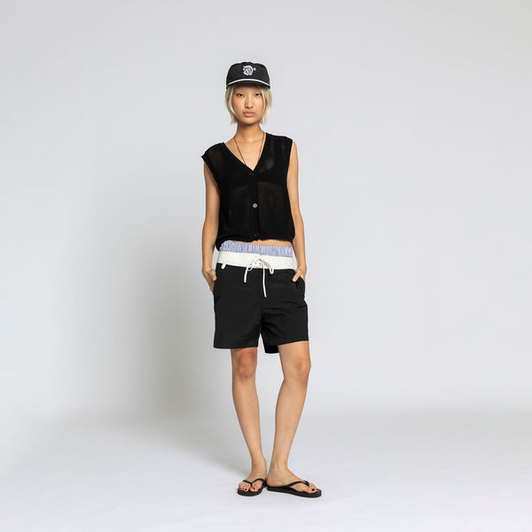 double rainbouu BLACK WHITE SURF SCHOOL SHORT