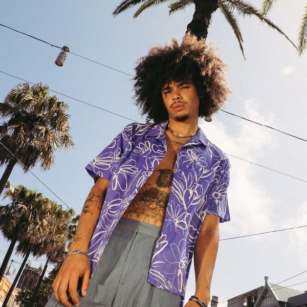 Double Rainbouu MID SUMMER BLUE HAWAIIAN SHIRT