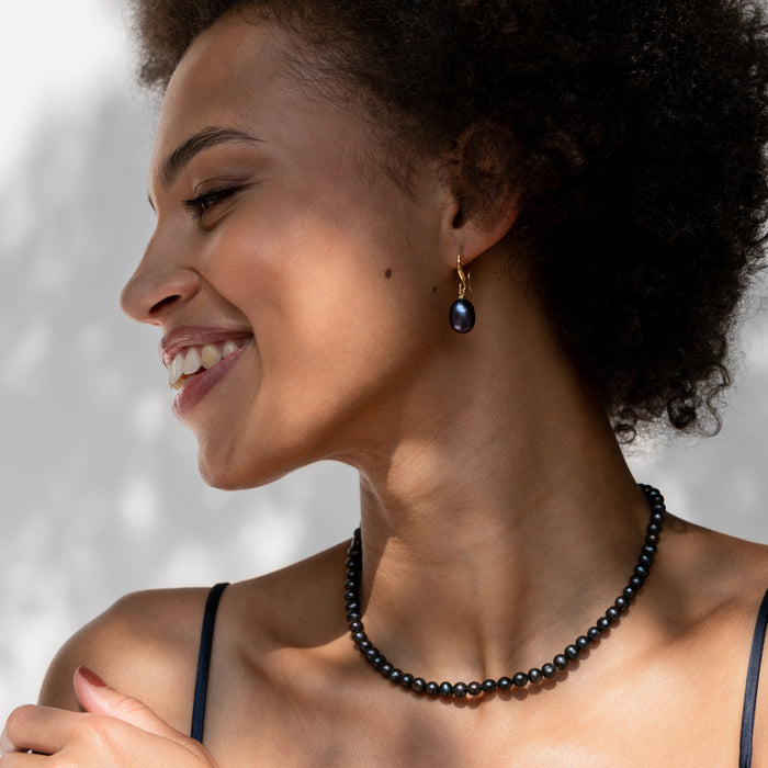 Dower & Hall 12mm Oval Peacock Freshwater Pearl Drop Earrings