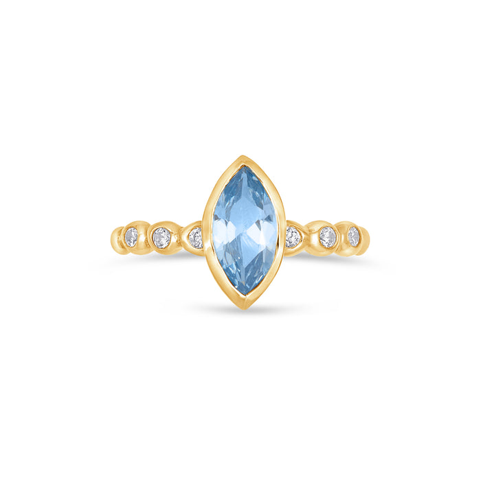 Dower & Hall 14k Bubbles Narrative Ring With Marquise Aquamarine