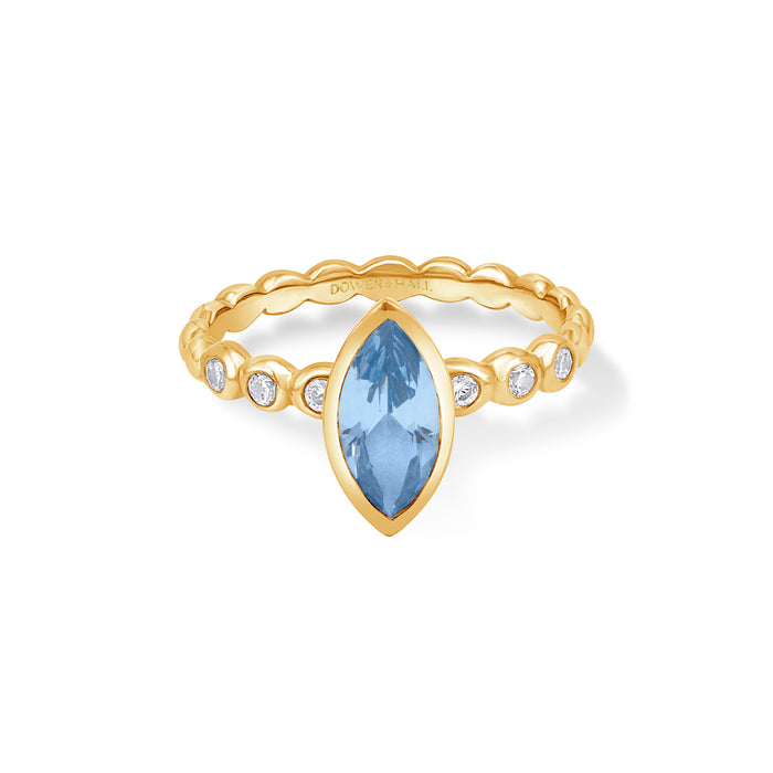 Dower & Hall 14k Bubbles Narrative Ring With Marquise Aquamarine