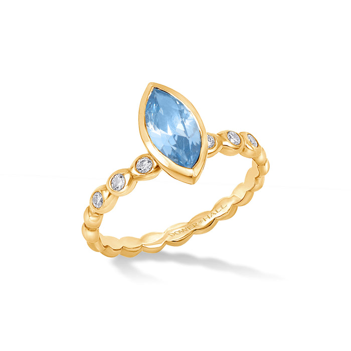 dower & hall 14k Bubbles Narrative Ring with Marquise Aquamarine