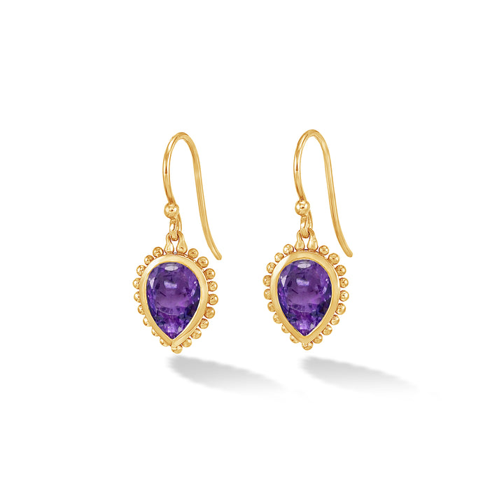dower & hall 14k Gold Anemone Large Teardrop Earrings with Amethyst