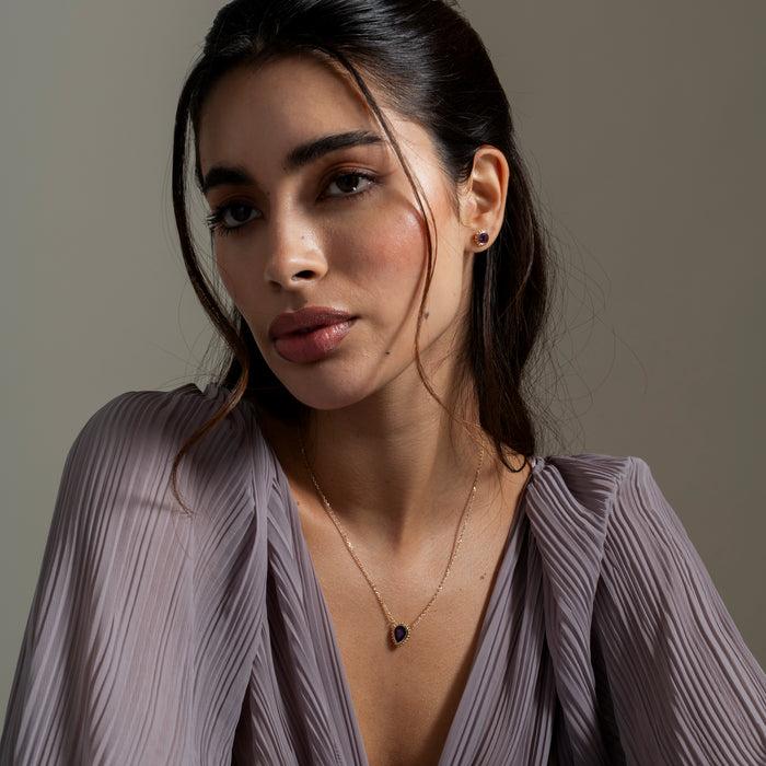 Dower & Hall 14k Gold Anemone Large Teardrop Pendant With Amethyst