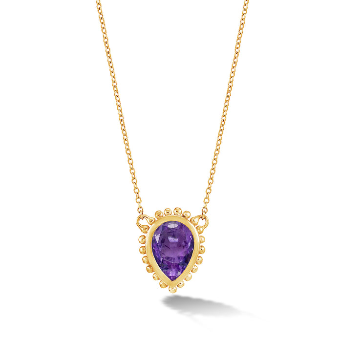 dower & hall 14k Gold Anemone Large Teardrop Pendant with Amethyst