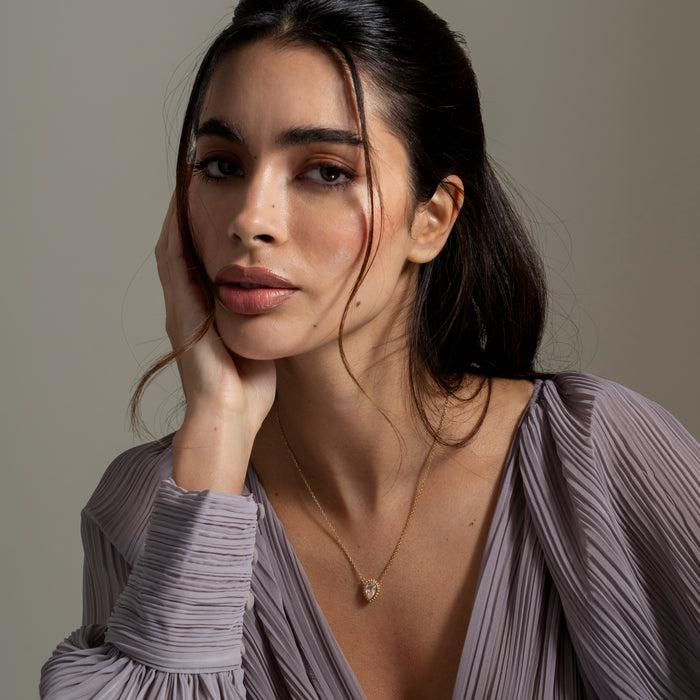 Dower & Hall 14k Gold Anemone Large Teardrop Pendant With White Topaz