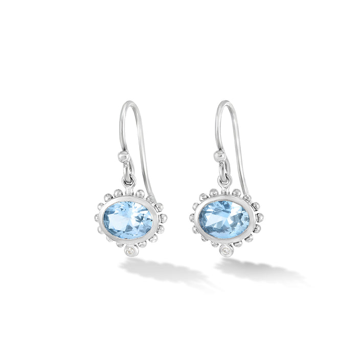 Dower & Hall 14k Gold Anemone Oval Drop Earrings With Blue Topaz & Diamond