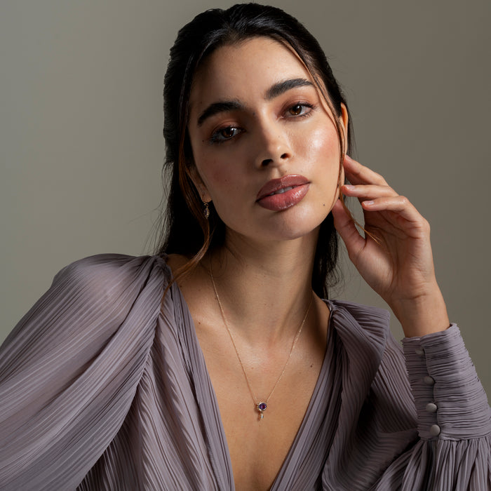 Dower & Hall 14k Gold Anemone Pendant With Amethyst & Diamond