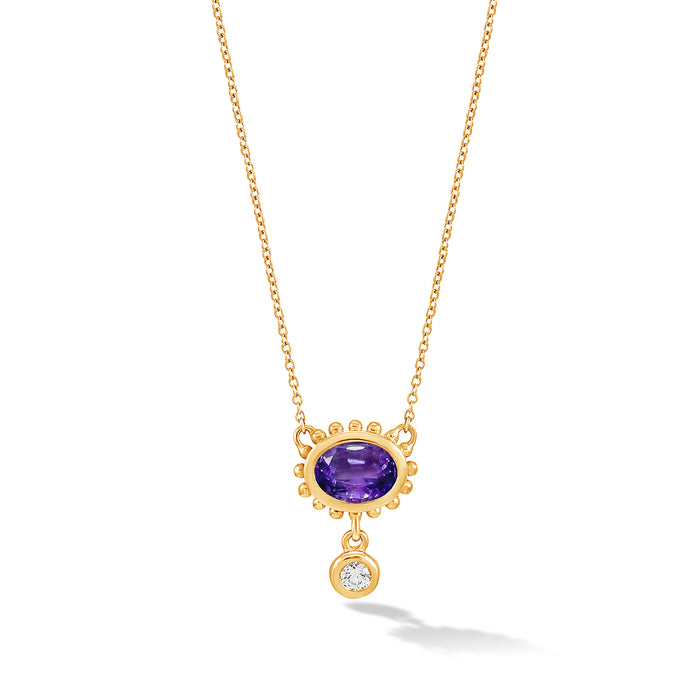dower & hall 14k Gold Anemone Pendant with Amethyst & Diamond