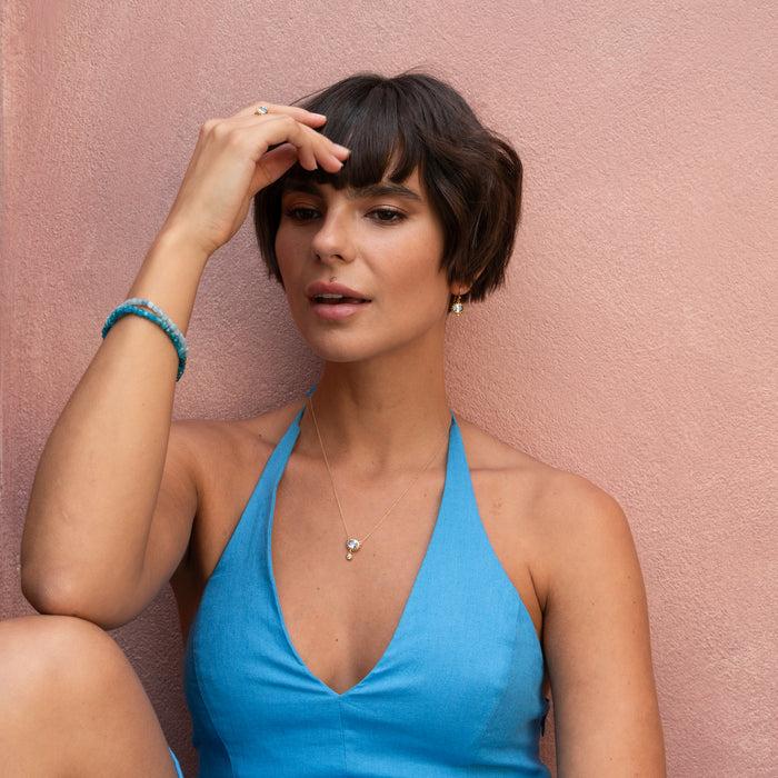 Dower & Hall 14k Gold Anemone Pendant With Blue Topaz & Diamond