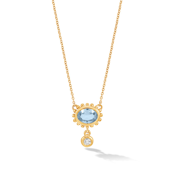 dower & hall 14k Gold Anemone Pendant with Blue Topaz & Diamond