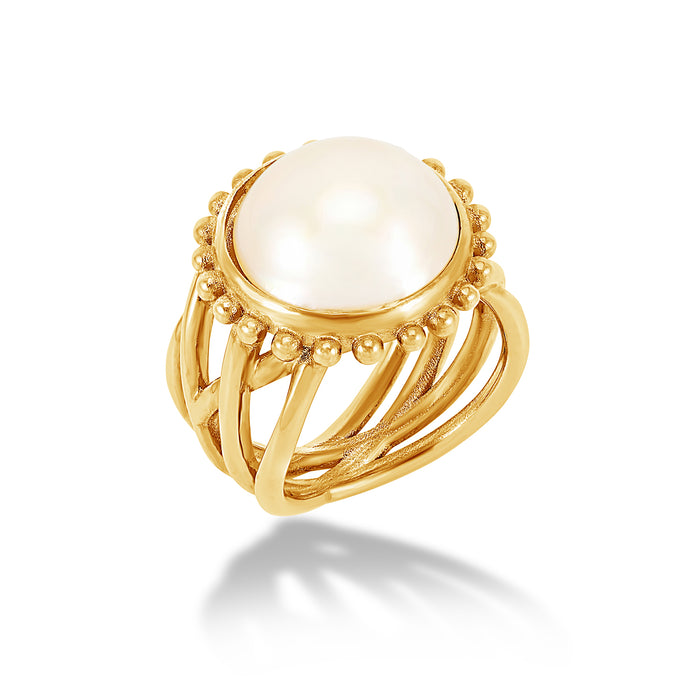 dower & hall 14k Gold Anemone Ring with Large Mabe Pearl