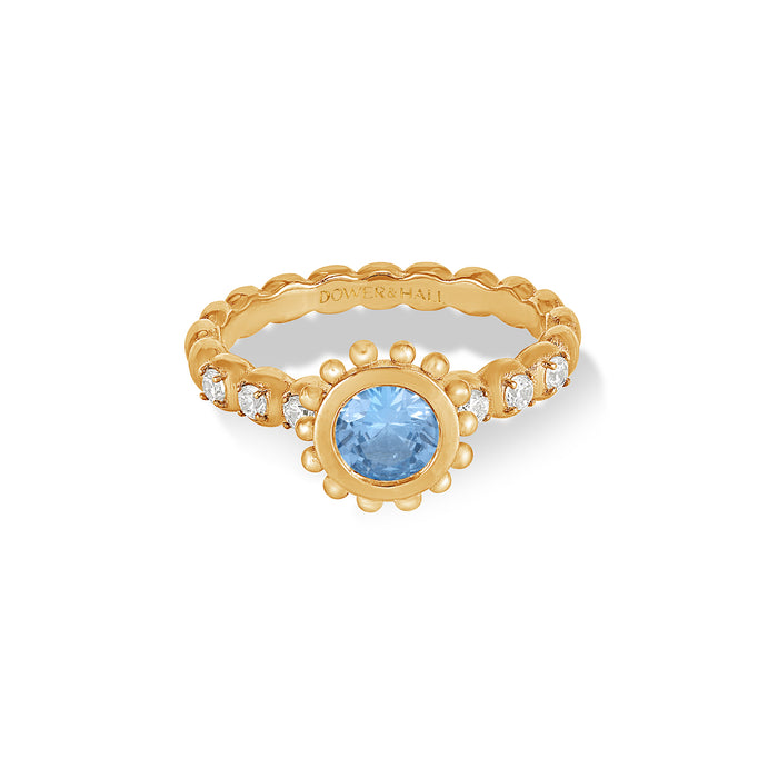 Dower & Hall 14k Gold Anemone Ring With Round Blue Topaz