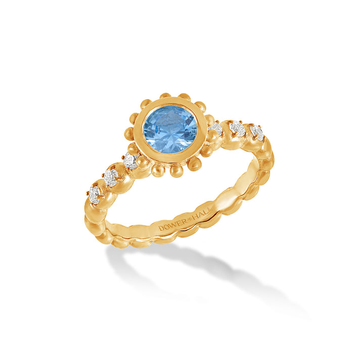 dower & hall 14k Gold Anemone Ring with Round Blue Topaz