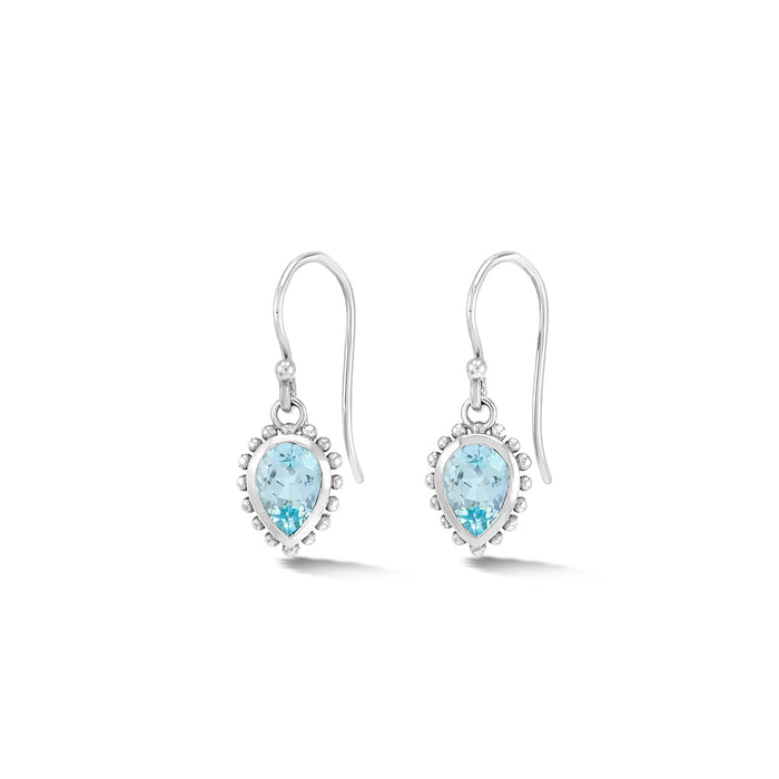 Dower & Hall 14k Gold Anemone Small Teardrop Earrings With Blue Topaz