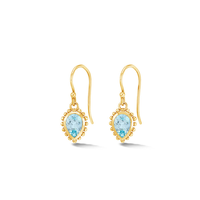 dower & hall 14k Gold Anemone Small Teardrop Earrings with Blue Topaz